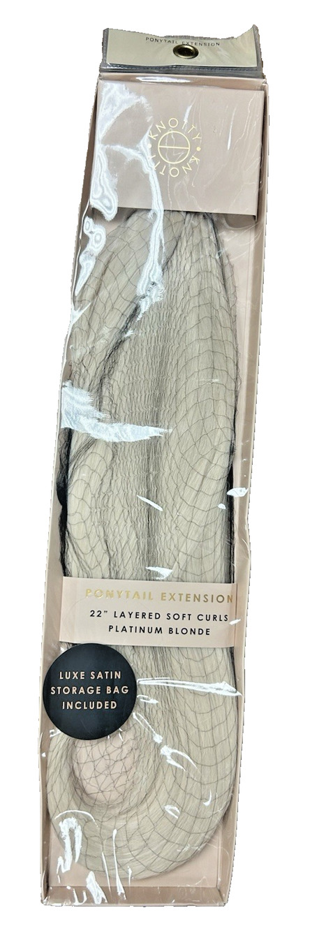 Knotty Ponytail Hair Extension 22" Layered Soft Curls Platinum Blonde NWT
